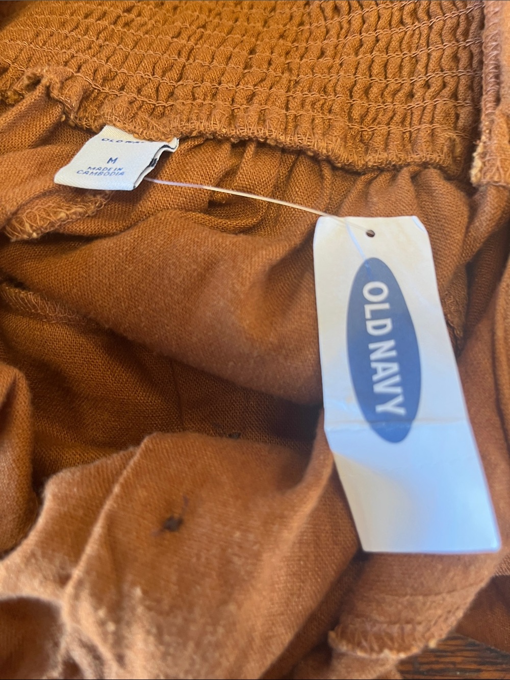 Old Navy Rust-Brown Wide-Leg Linen-Blend Jumpsuit with Buttons - Picture 9 of 16
